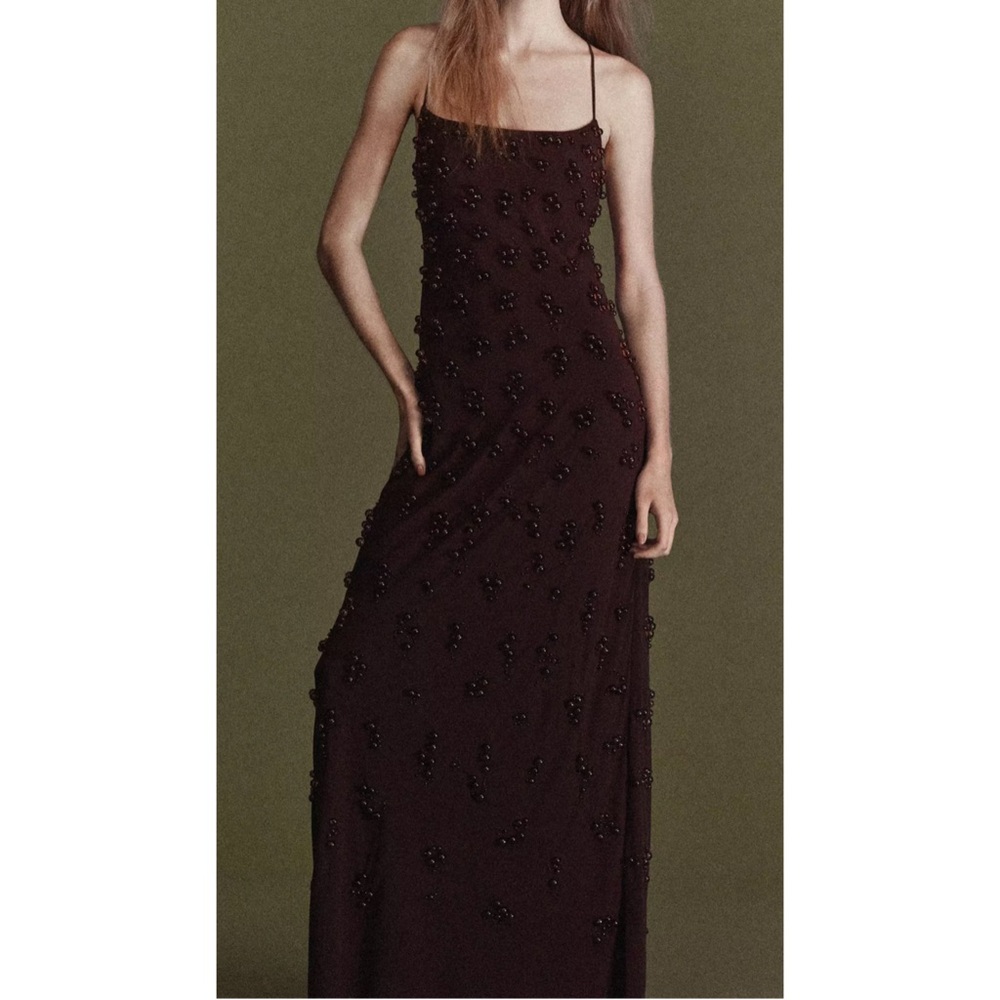 MANGO ~EMBROIDERED SPHERES MAXI DRESS (NWT)